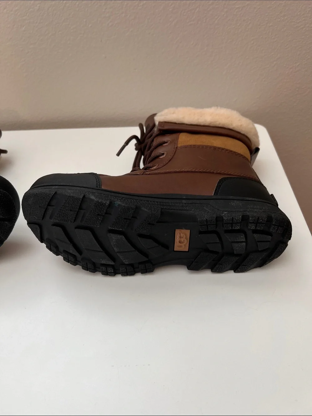 UGG Kids Butte ll Brown Black Shearling Lined Weatherproof Lace Up Boots